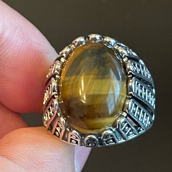 Tiger eye stone S925 silver ring size 9.5 - Picture 5 of 9